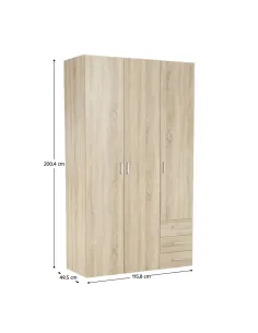 Dulap GWEN 70429 pentru dormitor, 115.8x200.4x49.5 cm, PAL înfoliat stejar sonoma | MobilaOK 2