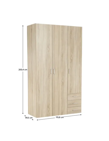Dulap GWEN 70429 pentru dormitor, 115.8x200.4x49.5 cm, PAL înfoliat stejar sonoma | MobilaOK