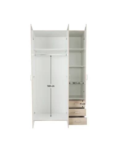 Dulap GWEN 70429 pentru dormitor, 115.8x200.4x49.5 cm, PAL înfoliat stejar sonoma | MobilaOK