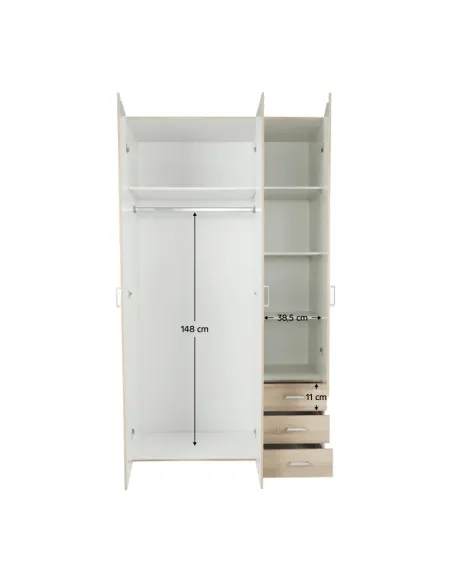Dulap GWEN 70429 pentru dormitor, 115.8x200.4x49.5 cm, PAL înfoliat stejar sonoma | MobilaOK