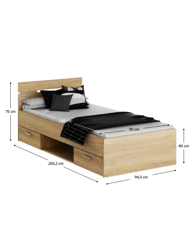 Pat MICHIGAN NEW dormitor 94.5x205.2 cm PAL stejar sonoma | MobilaOK