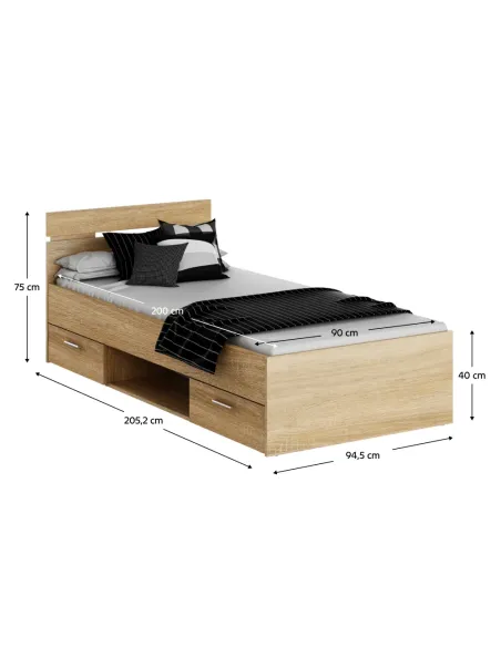 Pat MICHIGAN NEW dormitor 94.5x205.2 cm PAL stejar sonoma | MobilaOK