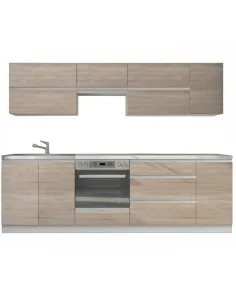 Set Bucătărie LINE NEW, 2.6 m, bucătărie, PAL laminat alb/stejar sonoma | MobilaOK