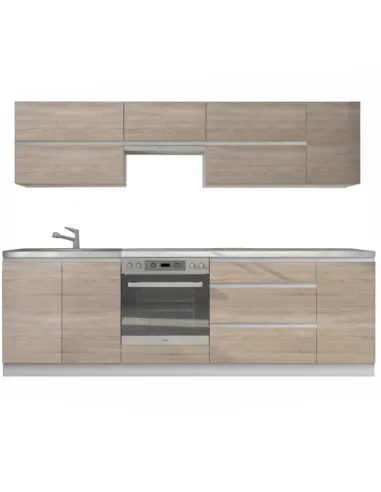 Set Bucătărie LINE NEW, 2.6 m, bucătărie, PAL laminat alb/stejar sonoma | MobilaOK