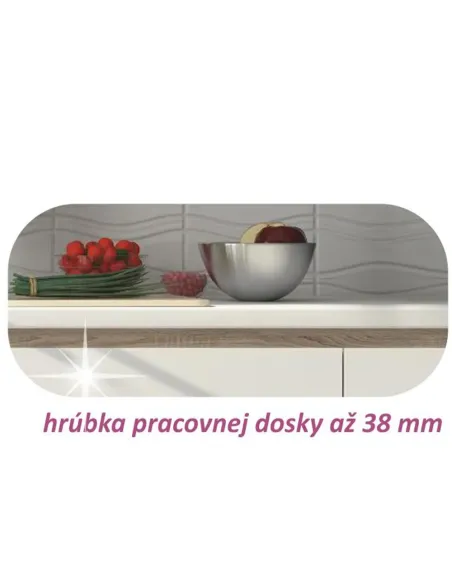 Set Bucătărie LINE NEW, 2.6 m, bucătărie, PAL laminat alb/stejar sonoma | MobilaOK