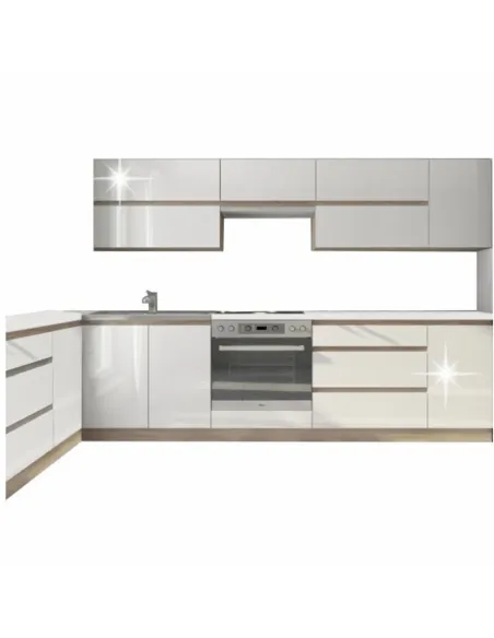 Ansamblu Bucătărie LINE NEW, 2.6 m, PAL melaminat alb/stejar sonoma | MobilaOK