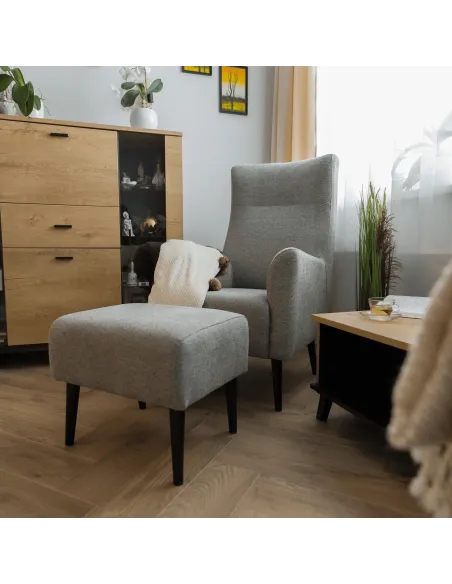Taburet SAMY, living, 52x42x43 cm, material Matana 03, picior lemn | MobilaOK