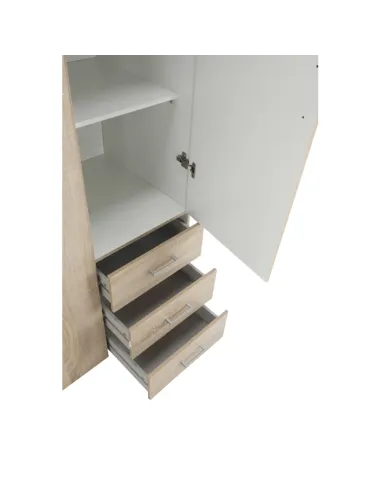Dulap GWEN 70429 pentru dormitor, 115.8x200.4x49.5 cm, PAL înfoliat stejar sonoma | MobilaOK