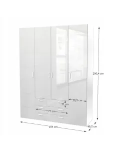 Dulap GWEN, dormitor, 154.8x200.4x49.5 cm, PAL melaminat | MobilaOK 2