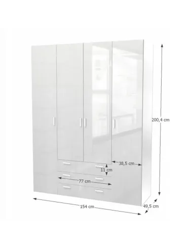 Dulap GWEN, dormitor, 154.8x200.4x49.5 cm, PAL melaminat | MobilaOK