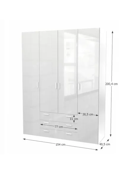 Dulap GWEN, dormitor, 154.8x200.4x49.5 cm, PAL melaminat | MobilaOK