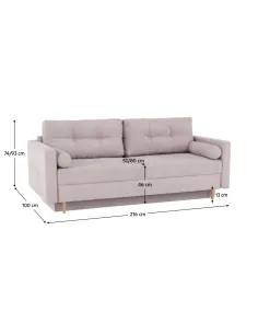 Canapea extensibilă AURELIA, roz antic, living, 216x93x100 cm, textil Queens | MobilaOK 2