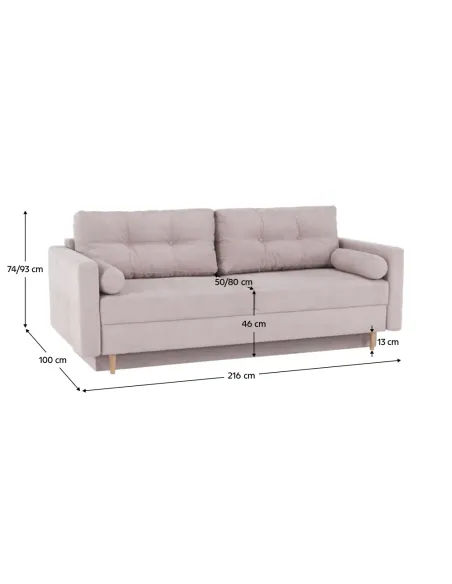 Canapea extensibilă AURELIA, roz antic, living, 216x93x100 cm, textil Queens | MobilaOK