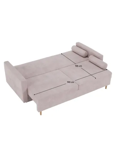 Canapea extensibilă AURELIA, roz antic, living, 216x93x100 cm, textil Queens | MobilaOK