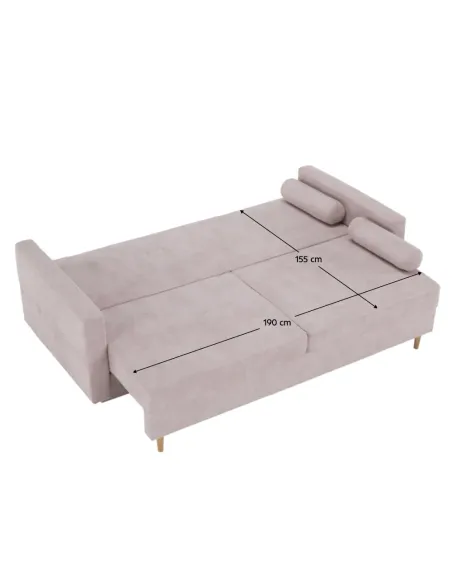 Canapea extensibilă AURELIA, roz antic, living, 216x93x100 cm, textil Queens | MobilaOK