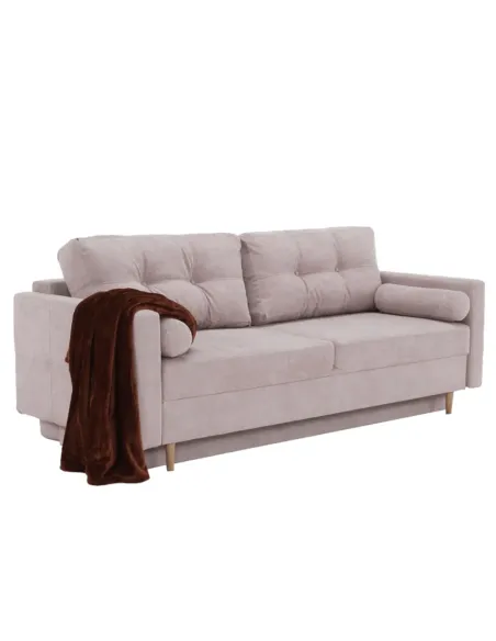 Canapea extensibilă AURELIA, roz antic, living, 216x93x100 cm, textil Queens | MobilaOK