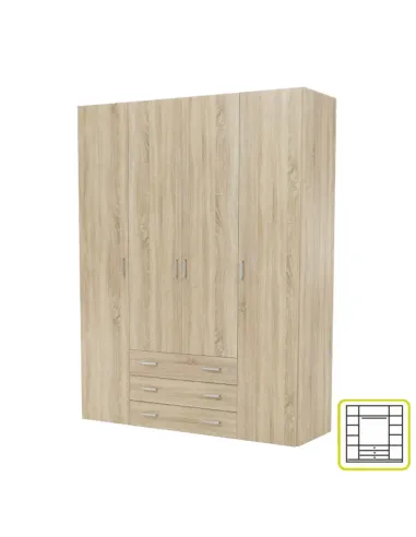 Dulap GWEN, dormitor, 154x200.4x49.5 cm, PAL înfoliat stejar sonoma | MobilaOK