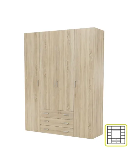 Dulap GWEN, dormitor, 154x200.4x49.5 cm, PAL înfoliat stejar sonoma | MobilaOK
