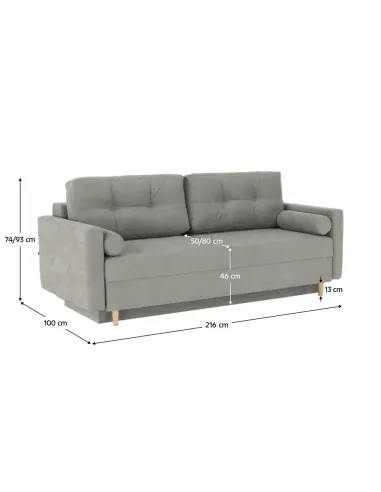 Canapea extensibilă AURELIA, living, 216x93x100 cm, textil Queens, gri | MobilaOK