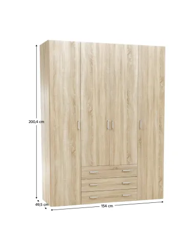 Dulap GWEN, dormitor, 154x200.4x49.5 cm, PAL înfoliat stejar sonoma | MobilaOK
