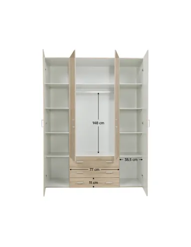 Dulap GWEN, dormitor, 154x200.4x49.5 cm, PAL înfoliat stejar sonoma | MobilaOK