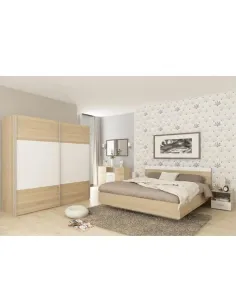 Set Dormitor, GABRIELA NEW, dormitor, pat 160x200 cm, PAL melaminat stejar sonoma/alb | MobilaOK