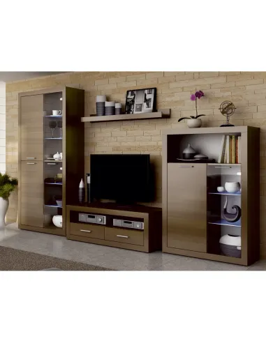 Ansamblu Living TOGO 2 NEW, living, 304x194x48.5 cm, PAL melaminat nuc warmia/alb | MobilaOK