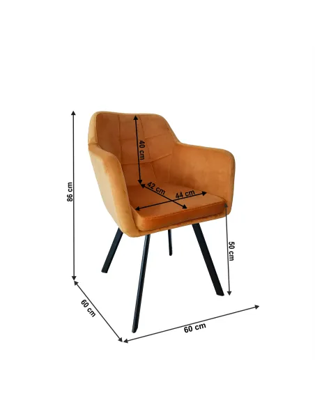Fotoliu ZERON NEW, living/birou, 60x60x86 cm, Catifea și metal | MobilaOK