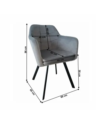 Fotoliu ZERON NEW, living/dormitor/birou, 60x60x86 cm, catifea și metal | MobilaOK