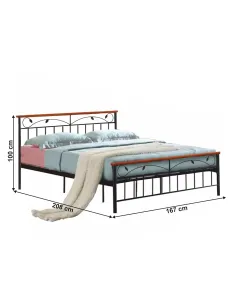 Pat MORENA NEW dormitor 160x200, lemn cireș/metal | MobilaOK 2