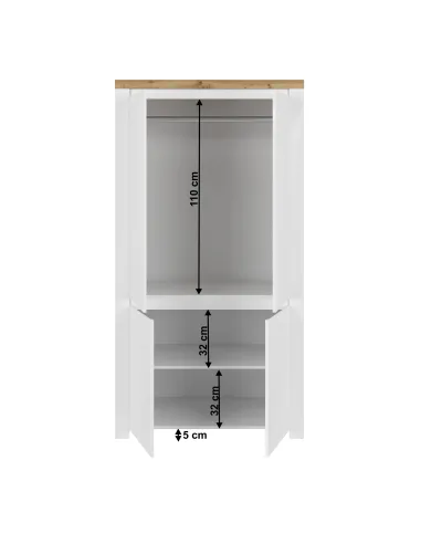Dulap VILGO, dormitor, 106x56x202 cm, PAL melaminat | MobilaOK