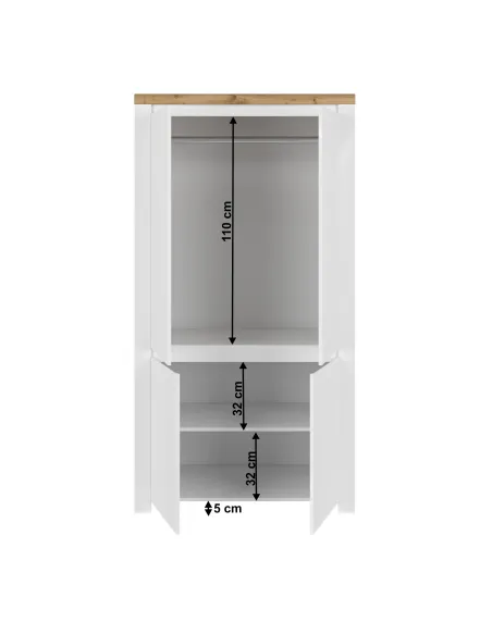 Dulap VILGO, dormitor, 106x56x202 cm, PAL melaminat | MobilaOK