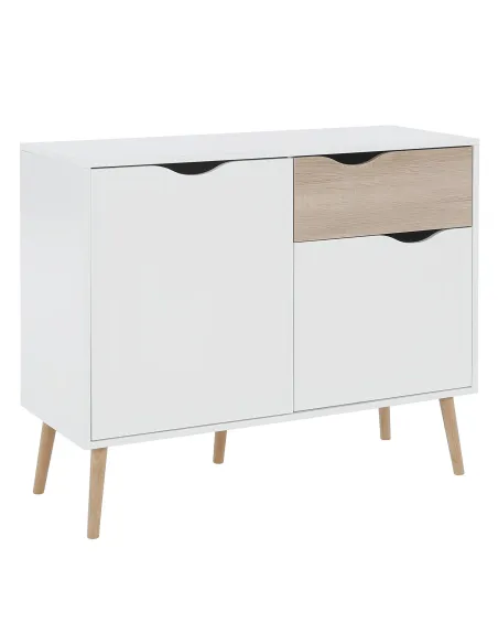 Comodă OSLO 75387 pentru dormitor/hol, 98.1x81x39.1 cm, PAL melaminat stejar sonoma/alb | MobilaOK