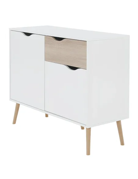 Comodă OSLO 75387 pentru dormitor/hol, 98.1x81x39.1 cm, PAL melaminat stejar sonoma/alb | MobilaOK