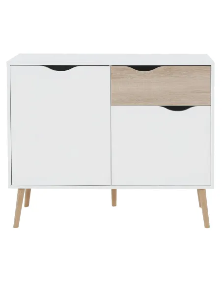 Comodă OSLO 75387 pentru dormitor/hol, 98.1x81x39.1 cm, PAL melaminat stejar sonoma/alb | MobilaOK