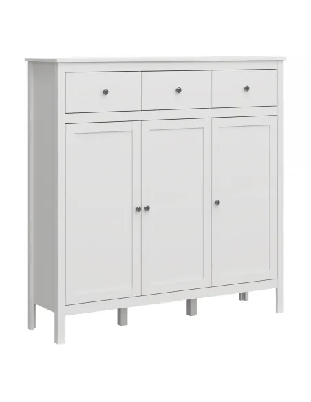 Comodă 3D3S, alb, OLJE pentru dormitor/hol, 132.6x37x133.6 cm, PAL melaminat | MobilaOK