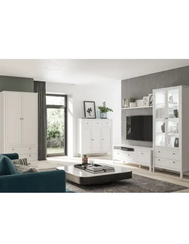 Comodă 3D3S, alb, OLJE pentru dormitor/hol, 132.6x37x133.6 cm, PAL melaminat | MobilaOK