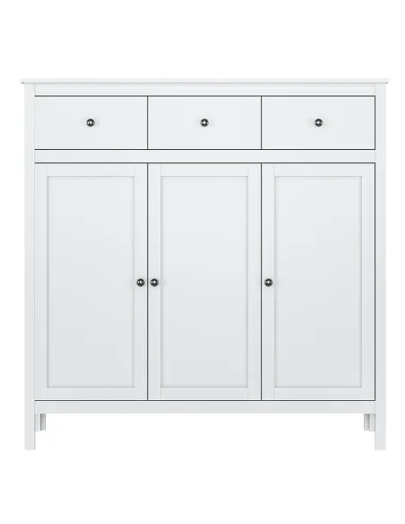 Comodă 3D3S, alb, OLJE pentru dormitor/hol, 132.6x37x133.6 cm, PAL melaminat | MobilaOK