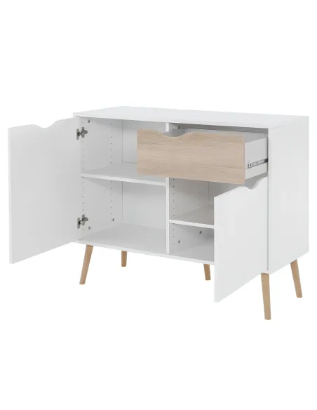 Comodă OSLO 75387 pentru dormitor/hol, 98.1x81x39.1 cm, PAL melaminat stejar sonoma/alb | MobilaOK