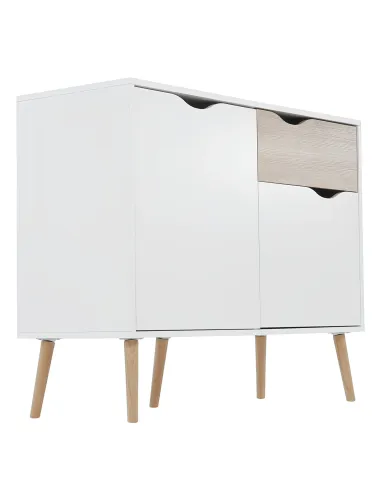 Comodă OSLO 75387 pentru dormitor/hol, 98.1x81x39.1 cm, PAL melaminat stejar sonoma/alb | MobilaOK