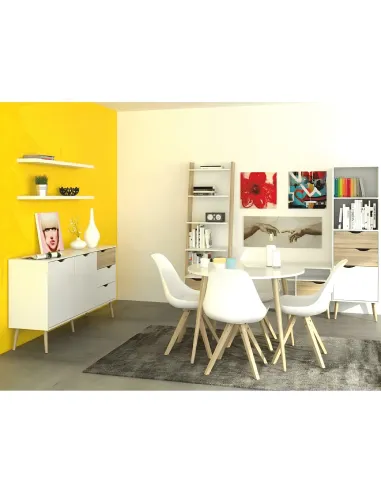 Comodă OSLO 75387 pentru dormitor/hol, 98.1x81x39.1 cm, PAL melaminat stejar sonoma/alb | MobilaOK