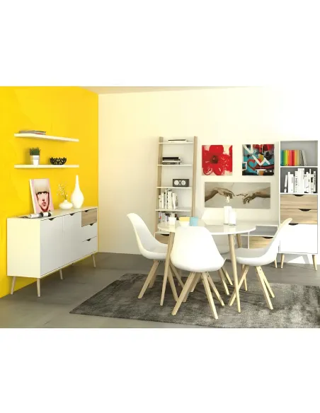 Comodă OSLO 75387 pentru dormitor/hol, 98.1x81x39.1 cm, PAL melaminat stejar sonoma/alb | MobilaOK