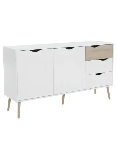 Comodă OSLO 75381 pentru dormitor/hol, 147.1x81x39.1 cm, PAL melaminat stejar sonoma/alb | MobilaOK