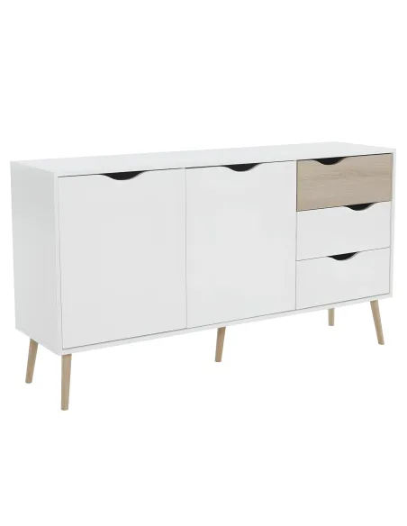 Comodă OSLO 75381 pentru dormitor/hol, 147.1x81x39.1 cm, PAL melaminat stejar sonoma/alb | MobilaOK