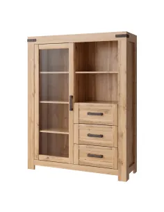 Vitrină MORATIZ, living/hol, 112.4x40.1x146.2 cm, PAL/MDF/Sticlă | MobilaOK