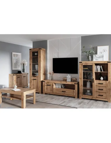 Comodă KONDELA pentru dormitor/hol, 112.6x40.1x84 cm, PAL/MDF stejar wotan | MobilaOK