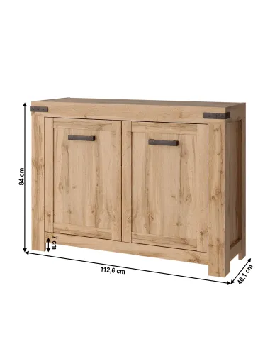 Comodă KONDELA pentru dormitor/hol, 112.6x40.1x84 cm, PAL/MDF stejar wotan | MobilaOK