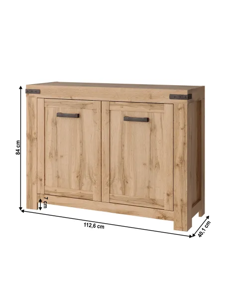 Comodă KONDELA pentru dormitor/hol, 112.6x40.1x84 cm, PAL/MDF stejar wotan | MobilaOK
