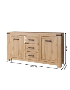 Comodă 2D3S, dormitor/hol, 160.2x40.1x84 cm, PAL/MDF stejar wotan | MobilaOK 2