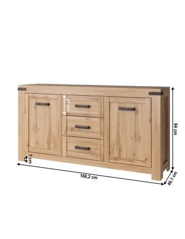 Comodă 2D3S, dormitor/hol, 160.2x40.1x84 cm, PAL/MDF stejar wotan | MobilaOK